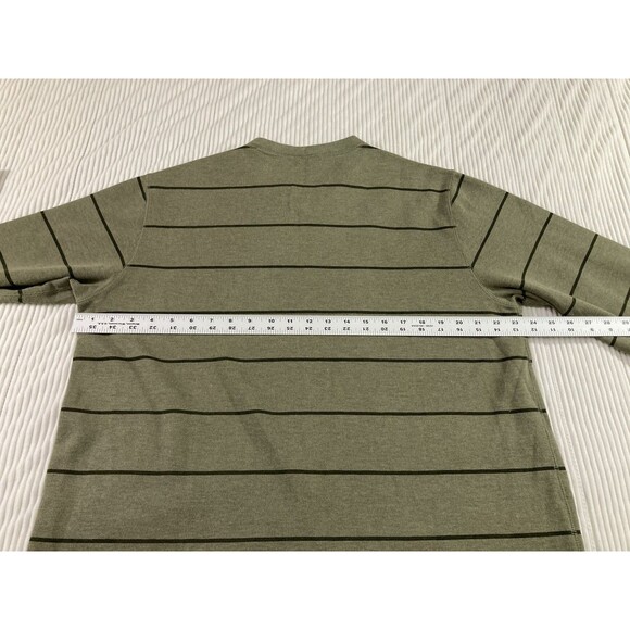 Faded Glory Shirt Men’s L Green Stripe V-Neck Long Sleeve Y2K Retro Vintage - Picture 7 of 8
